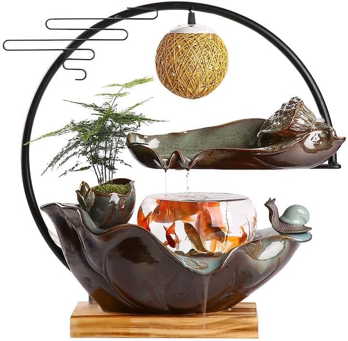GUERNSEY Tabletop Fountain Tabletop Fountain Creative Flowing Water Fountain Office Living Room Home Decorative Fish Tank Ornaments Indoor Fountain