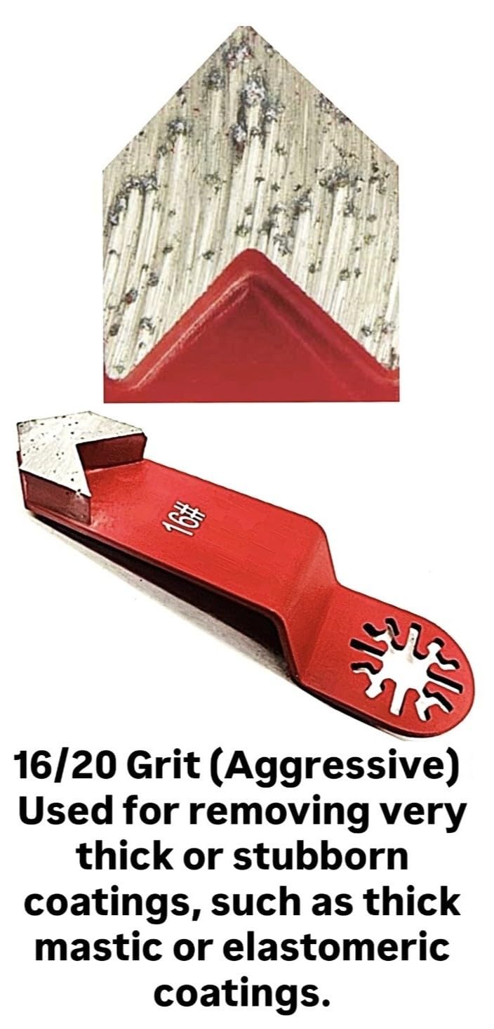 3 Pack Arrow Segment Grinding Oscillating Floor Corner Tool Attachment for Removal Epoxy Mastic Thinset Glue Stucco Tough Concrete Coating 16 grit