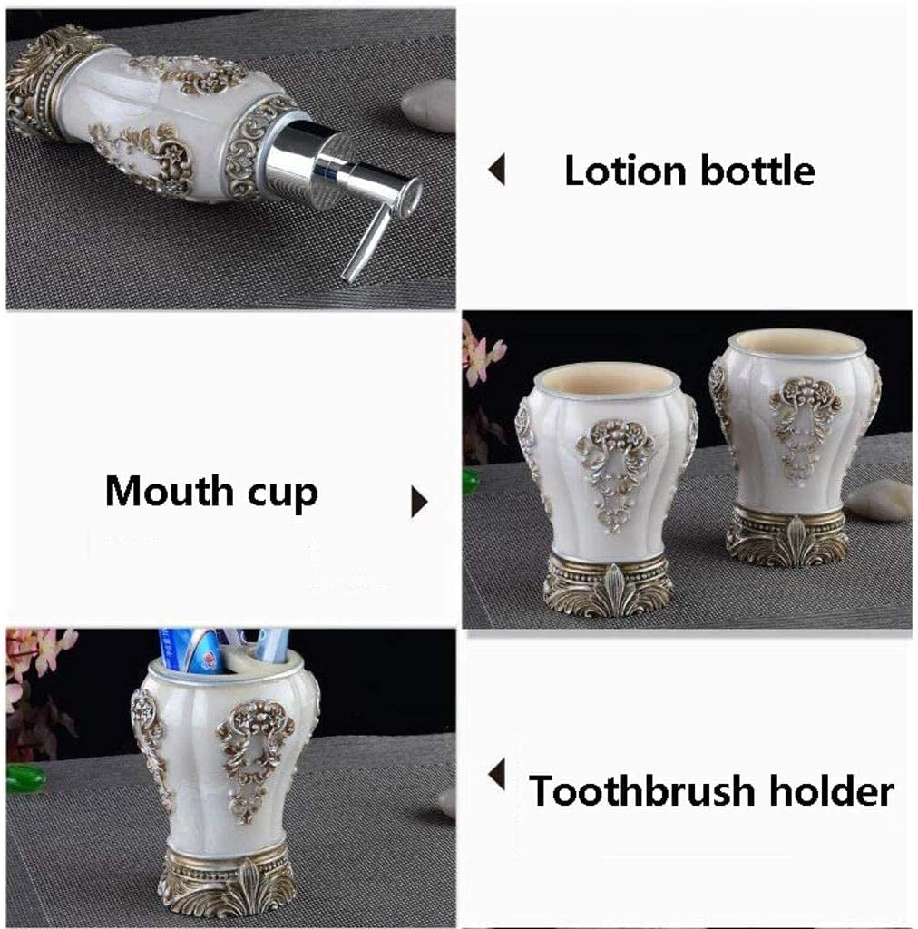 Multifunctional Bathroom Accessories Set Complete，Toothbrush Holder，Trash Can，Soap Dish，Soap Dispenser，Tissue Box 7 Pieces，Gray
