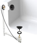 Westbrass A50P27TLE-12A 27' Cable Drive Bath Drain Trim Kit with Rotary Overflow Cover Knob, European Stopper and Poly Tubular Pipes, Antique Bronze