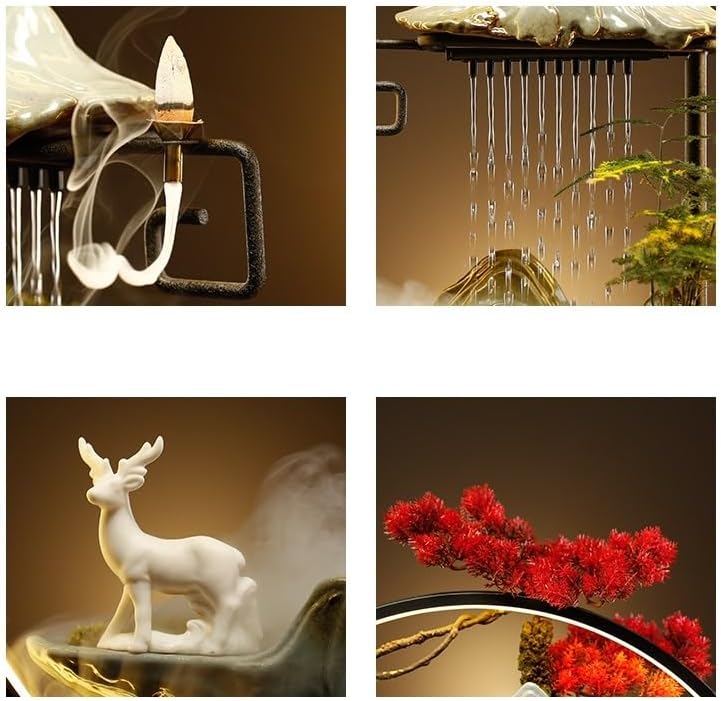 GUERNSEY Tabletop Fountain Tabletop Fountain Flowing Water Ornaments Creative Rockery Fountain Circulating Humidifier Ceramic Home Office Desktop Decoration Indoor Fountain