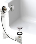 Westbrass A50P35BJ-05 1-1/2' Sch. 40 PVC 35' Cable Driven Bath Waste Kit with Ball Joint Head and Brass Trim Drain Kit, Polished Nickel