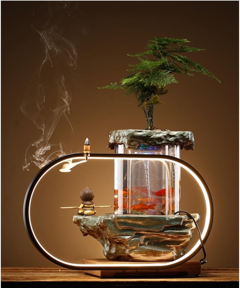 GUERNSEY Tabletop Fountain Tabletop Fountain Chinese Style Water Circulation Decorative Ornaments Tea Room Living Room Company Office Desktop Fountain Indoor Fountain