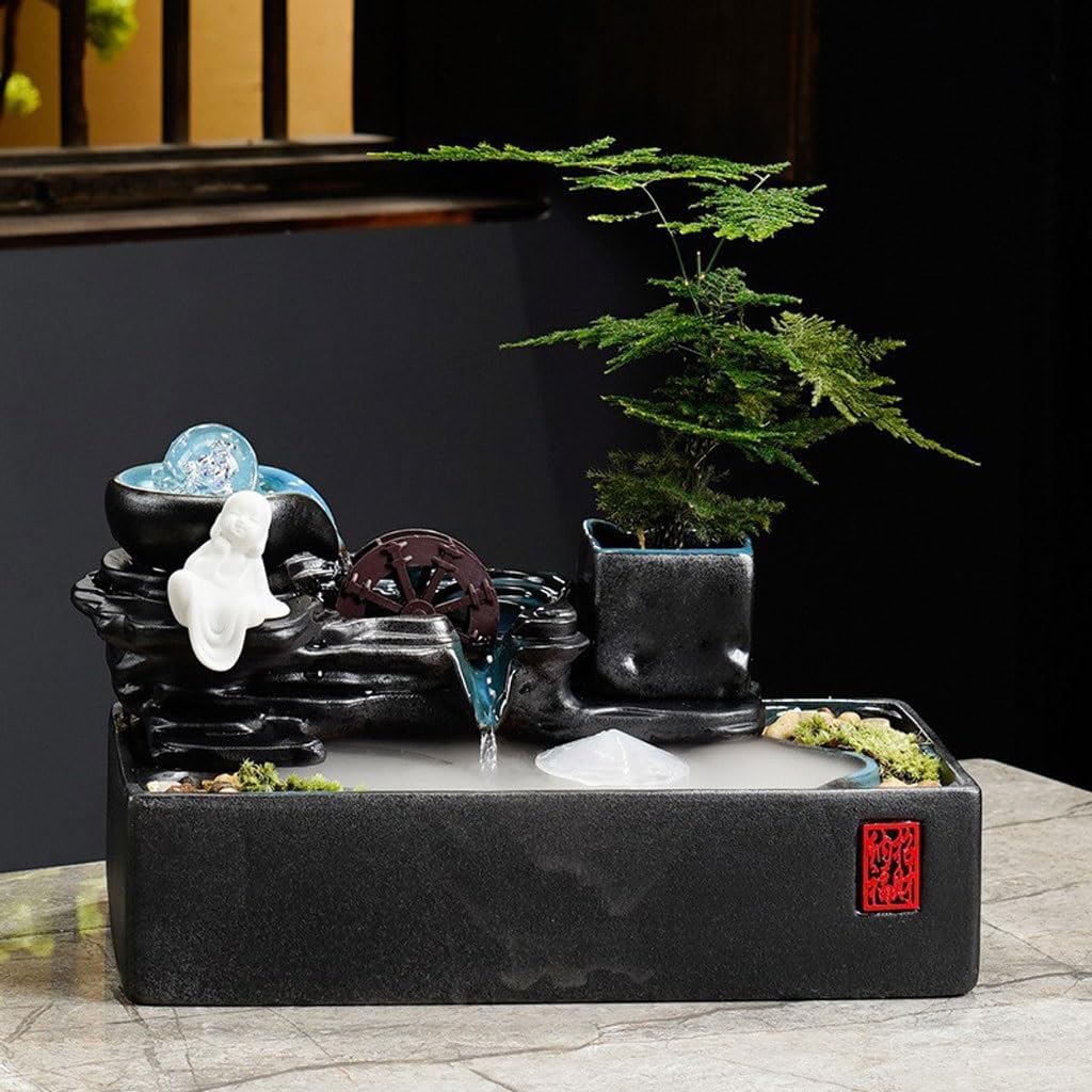 GUERNSEY Tabletop Fountain Tabletop Fountains Circulating Water Ornaments Office Desktop Fountain Desk Decoration Ornaments Indoor Waterfall Feature Indoor Fountain