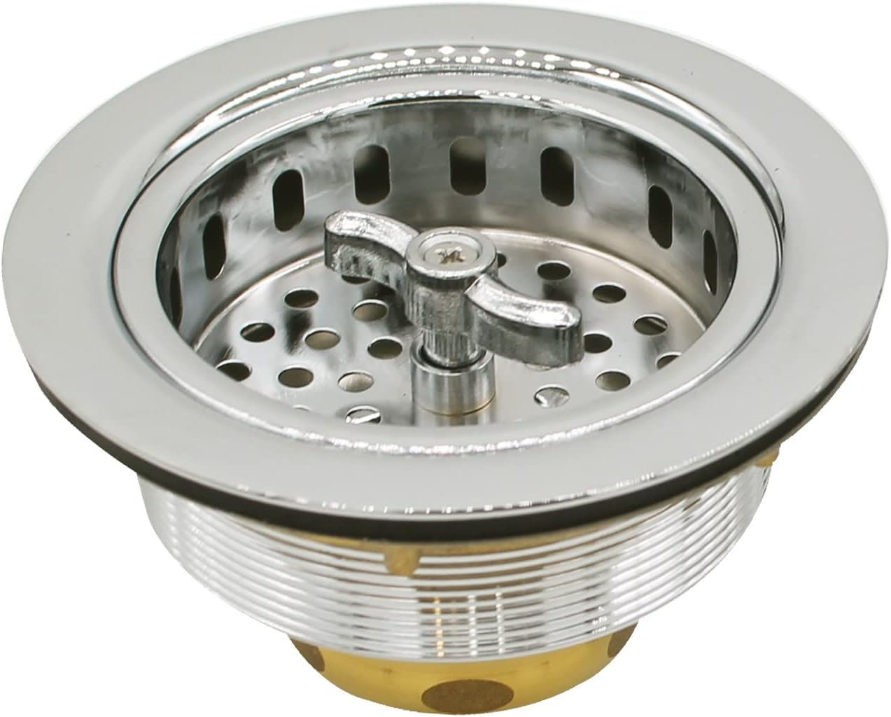 Westbrass CO2175-05 Combo Pack 3-1/2' Wing Nut Twist Style Large Kitchen Sink Basket Strainer and Waste Disposal Drain Flange with Stopper, Polished Nickel