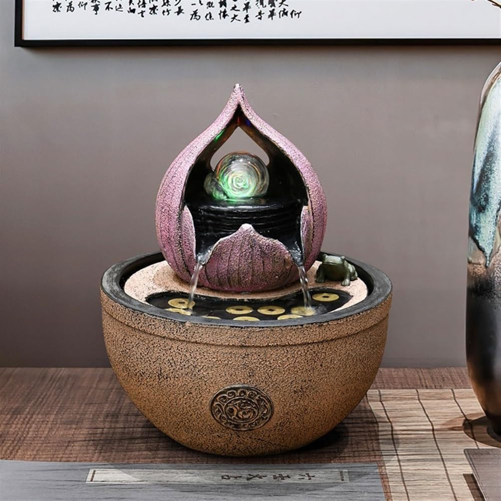 GLigeT Tabletop Fountain Home Living Room Circulating Water Business Gifts Streaming Water Ornaments Attract Wealth Simple Feng Shui Ball Desktop Fountain Water Fountain Decor