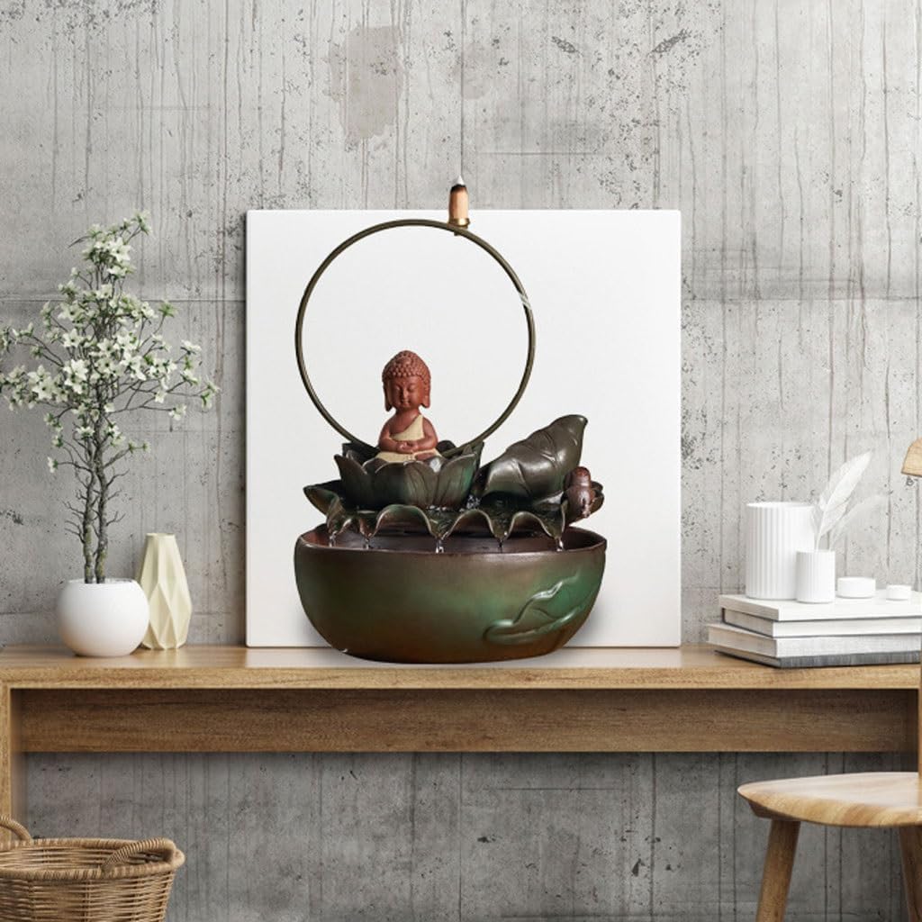 GUERNSEY Tabletop Fountain Chinese Style Backflow Incense Home Living Room Desktop Ornaments Indoor Circulating Water Desktop Fountain Ornaments Tabletop Fountains Indoor Fountain