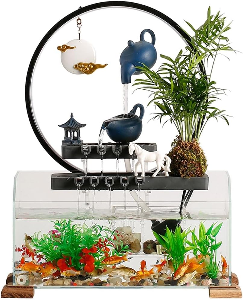 GUERNSEY Tabletop Fountain Tabletop Fountains Circulating Water Desktop Fountain Ornaments Living Room Creative Desktop Ornaments Office Desktop Fish Tank Indoor Fountain