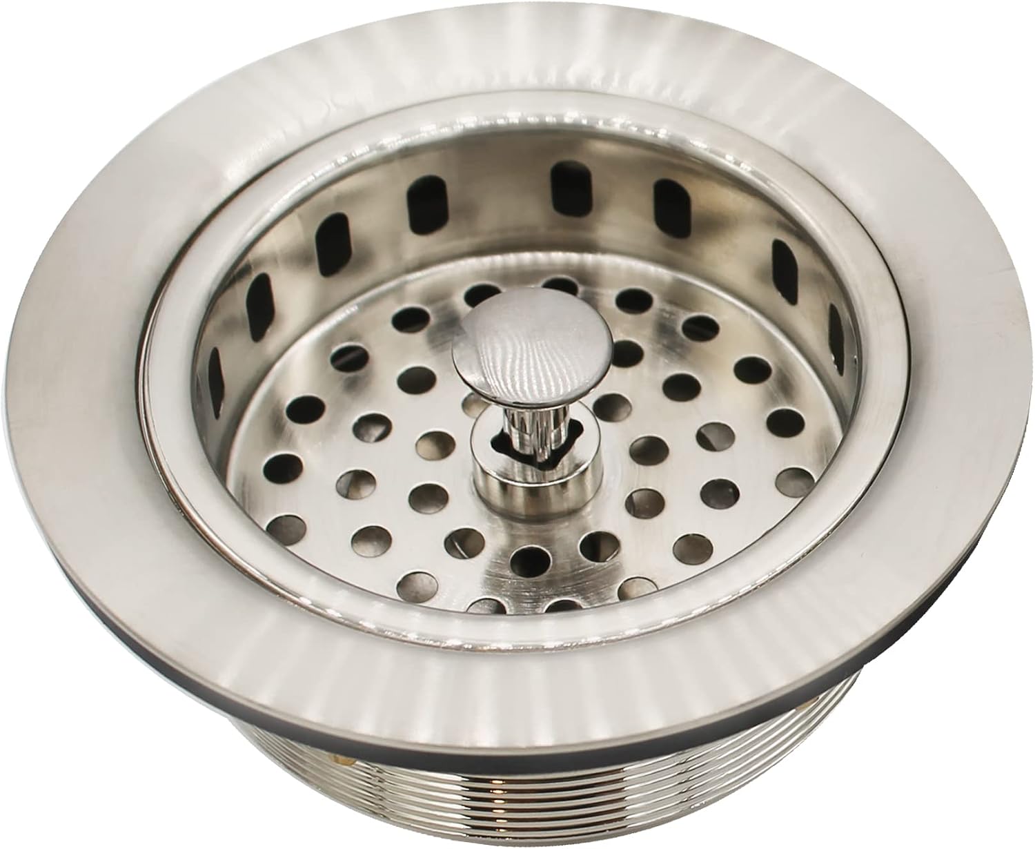 Westbrass CO2196S-20 Combo Pack 3-1/2' Post Style Large Basket Extra-Deep Collar Kitchen Sink Waste Disposal Flange with Strainer Stopper, Stainless Steel