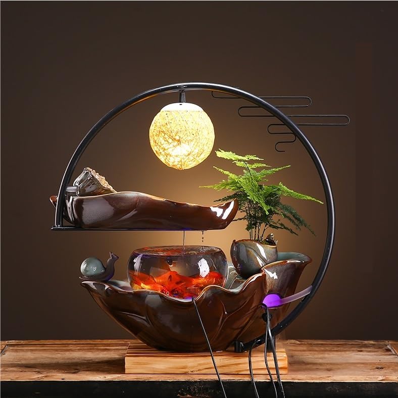 GUERNSEY Tabletop Fountain Tabletop Fountain Creative Flowing Water Fountain Office Living Room Home Decorative Fish Tank Ornaments Indoor Fountain