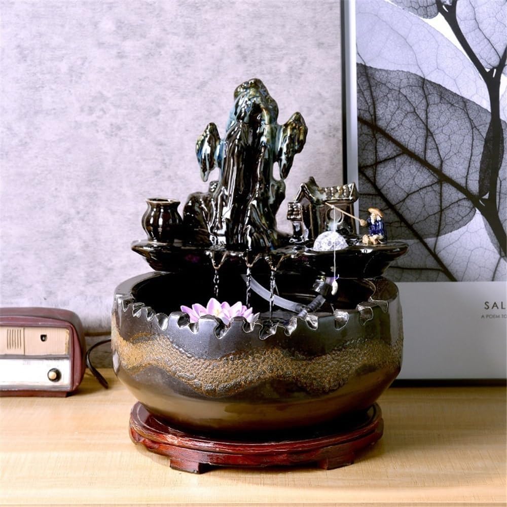 Tabletop Ceramic Tabletop Fountain for Indoor and Home Decoration Table Desk Office Patio Decor