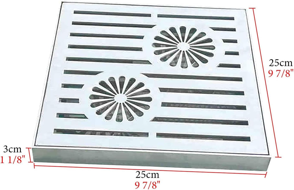 UrbanUp French Drain Kit Steel Grates for Driveway, Efficient Drainage Drain Strainers Grate, Storm Drain Strainer for Garbage Disposal, Multi-Size(25x25x3cm(9 7/8x9 7/8x1 1/8'))