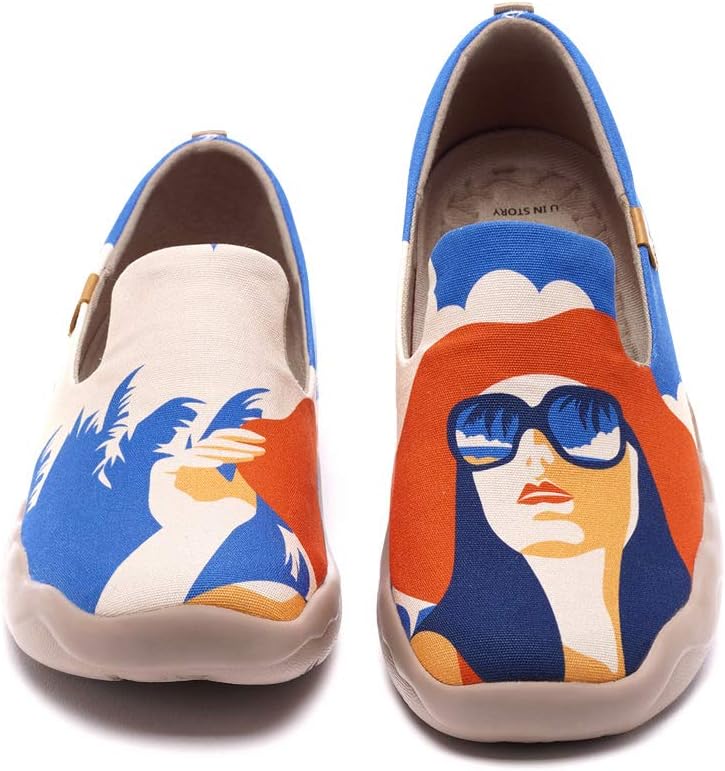 UIN Women's Casual Loafers Travel Painted Walking Slip On Lightweight Comfortable Canvas Fashion Sneakers