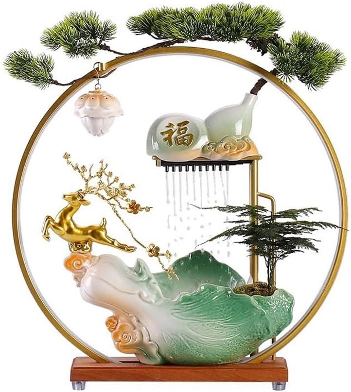GUERNSEY Tabletop Fountain Chinese Water Ornaments Creative Living Room Circulating Water Desktop Fountain Ornaments Indoor Waterfall Feature Indoor Fountain