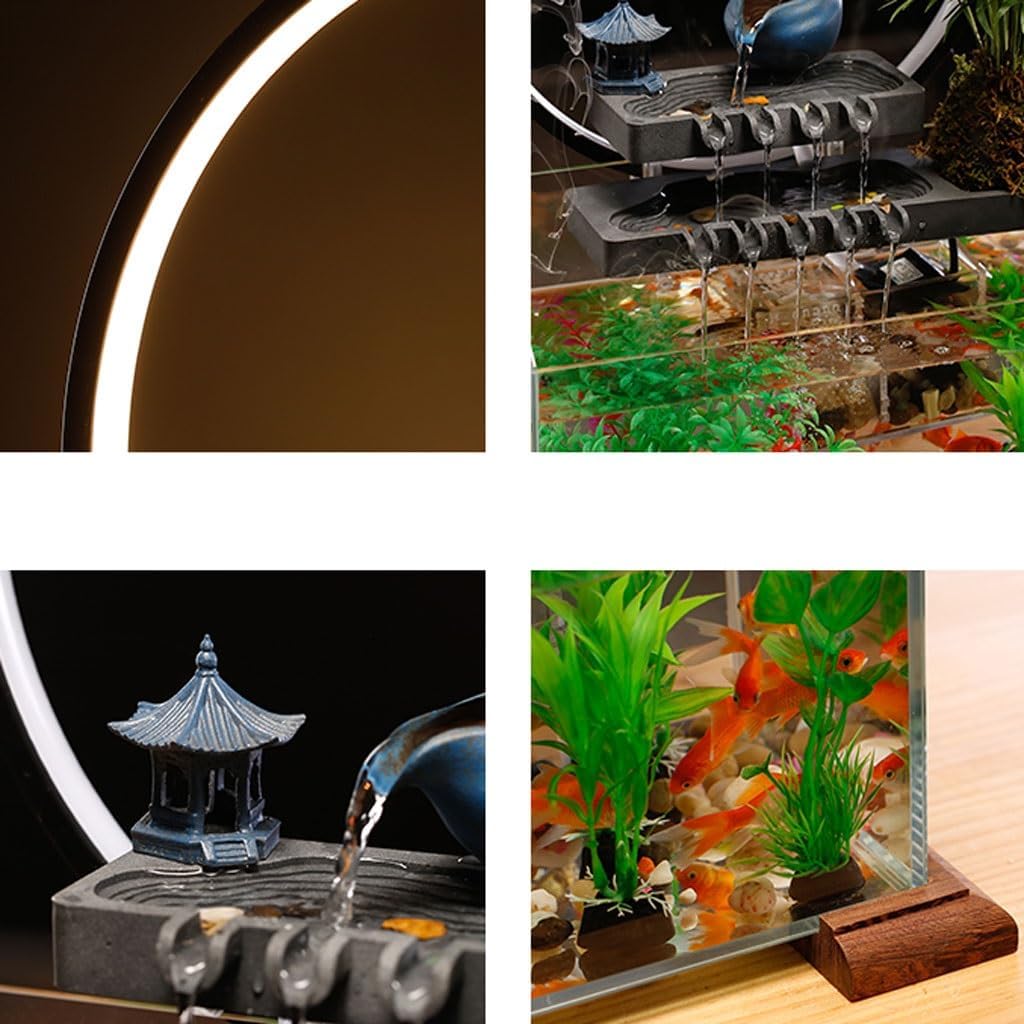 GUERNSEY Tabletop Fountain Tabletop Fountains Circulating Water Desktop Fountain Ornaments Living Room Creative Desktop Ornaments Office Desktop Fish Tank Indoor Fountain