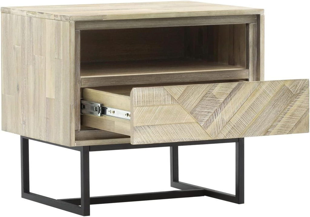 Armen Living Peridot 4 Piece Queen Bedroom Set in Natural Acacia Wood