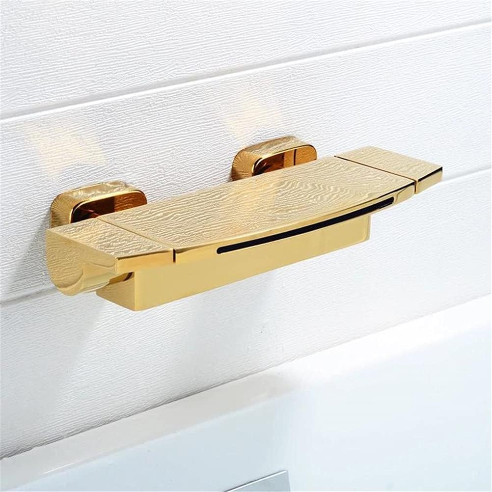 Bathtub Faucet with Shower, Brass Tub Taps, 2-Handle Waterfall Spout Mixer Tap, with Hand Shower Wall Mounted Bath Faucet 2 Function Bathtub Faucet Water Mixer Set,Gold
