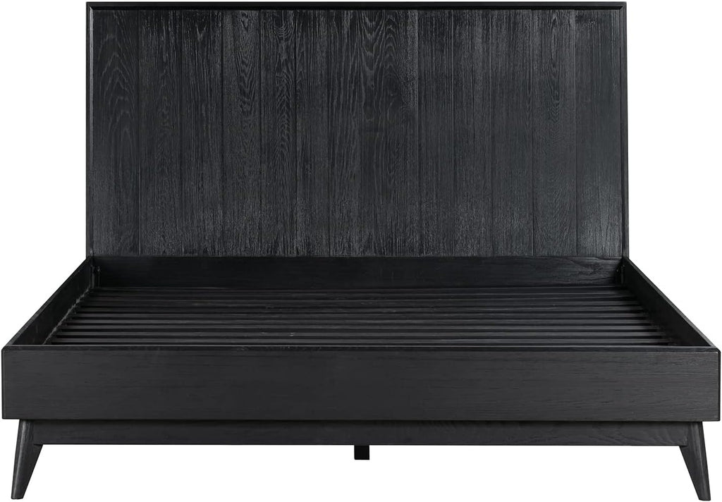 Armen Living Carnaby Queen 3 Piece Bedroom Set in Black Brushed Oak Wood