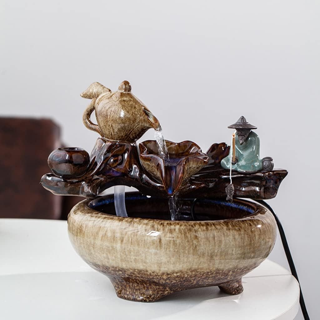 HIHELO Tabletop Fountain Tabletop Fountain Living Room Small Flowing Water Ornament Home Indoor Fountain Office Desktop Decoration Indoor Fountain (Color : B)