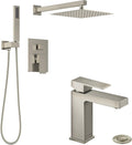 Lava Odoro Shower Faucet and Bathroom Faucet Set, Shower Faucet Combo, Brushed Nickel