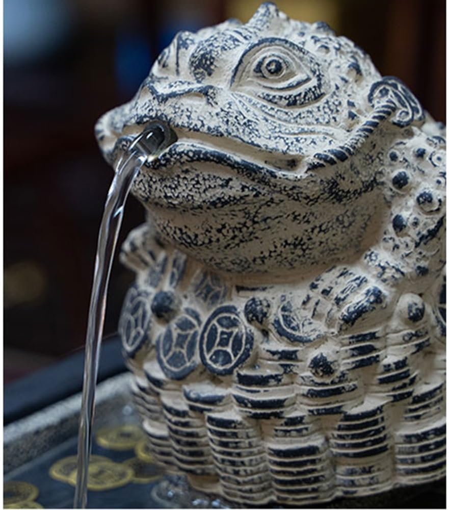 GRFIT Indoor Fountain Tabletop Relaxation Fountain with Golden Toad Table Fountain