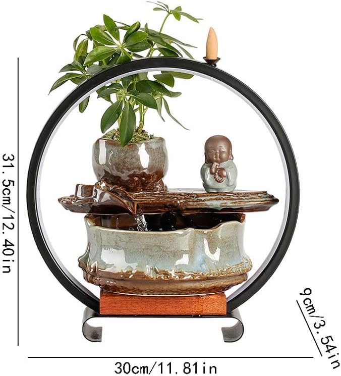 GUERNSEY Tabletop Fountain Chinese Style Desktop Fish Tank Ornaments Creative Water Ornaments Hotel Opening Decoration Ornaments Indoor Waterfall Feature Indoor Fountain