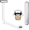 Slotted Overflow Bath Drain with Toe-Tap Stopper, with Metal Overflow Cover, Compatible with Kohler Elevance/Archer/Underscore/Rêve/Parity Baths and Whirlpools, Brushed Nickel, Easy Installation