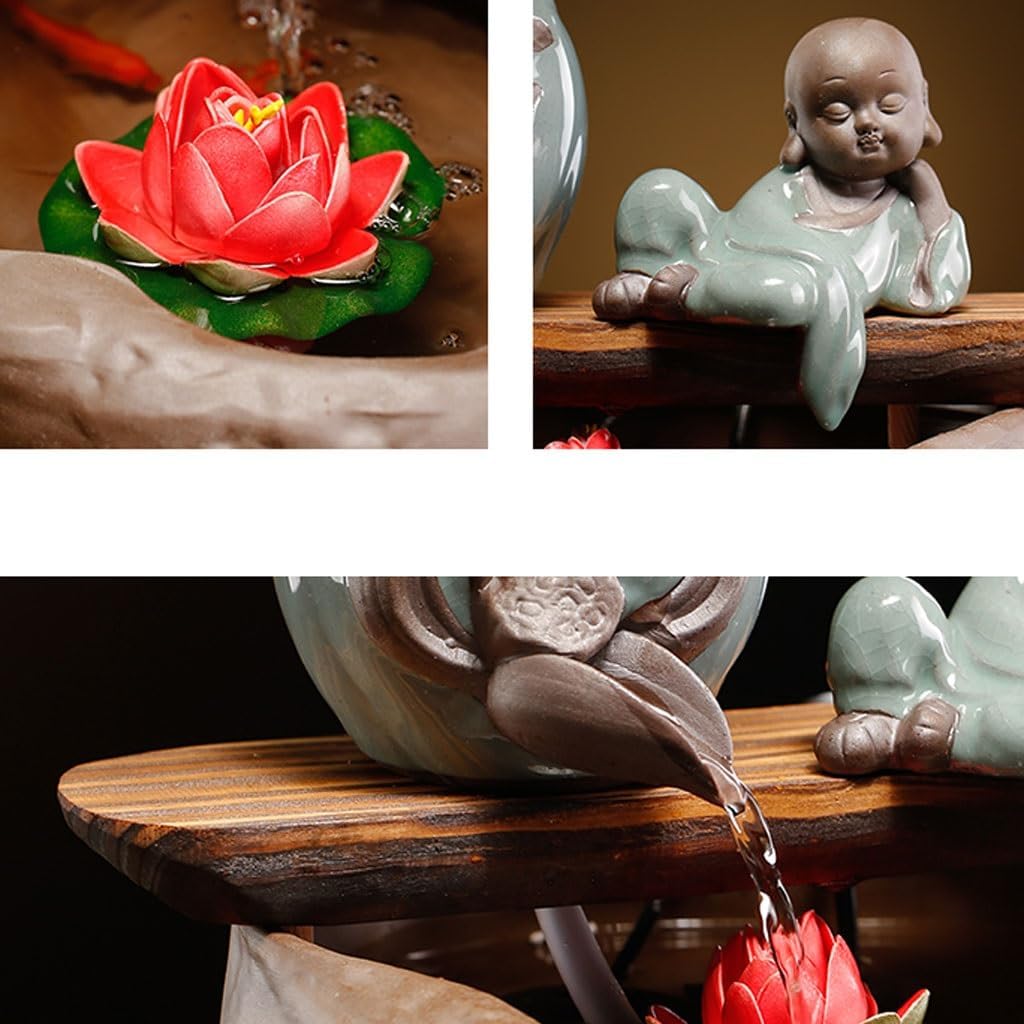 GUERNSEY Tabletop Fountain Chinese Creative Small Water Ornaments Tea Room Desktop Circulating Water Fountain Ornaments Indoor Decorative Fountain Indoor Waterfall Feature Indoor Fountain