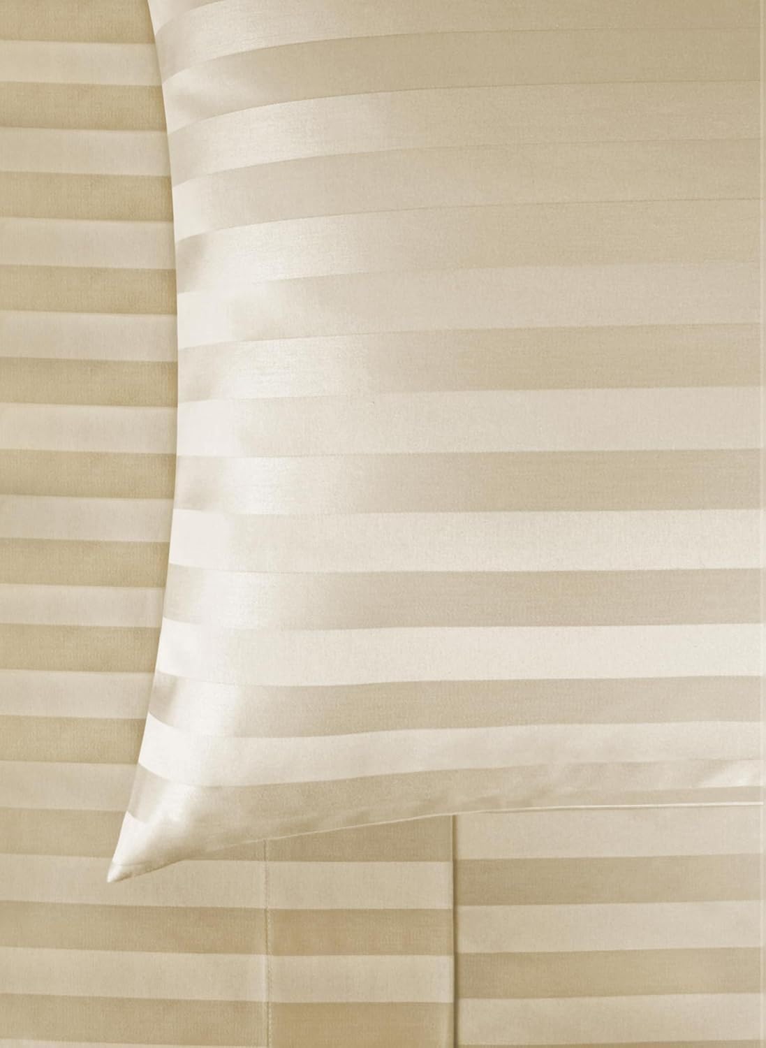 1000 Thread Count Damask Stripe 5 Piece Duvet Cover Set King Size 104x94 Inch 100% Egyptian Cotton Soft & Breathable (1 Duvet Cover & 4 Pillow Shams) Zipper Closure & Corner Ties, Beige Striped