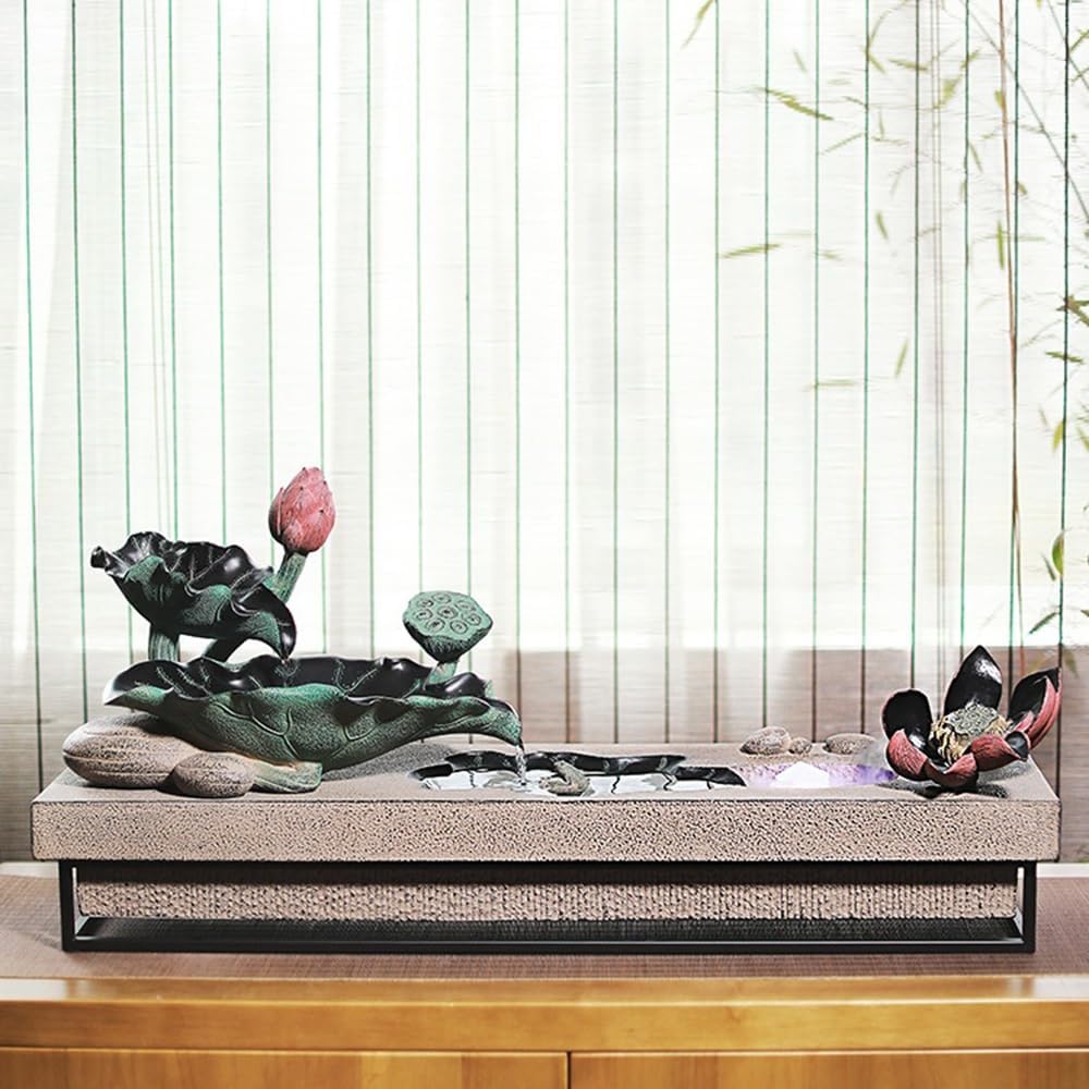 GRFIT Indoor Fountain Relaxing Tabletop Fountain with Running Water for Decorating Living Room and Entrance. Table Fountain