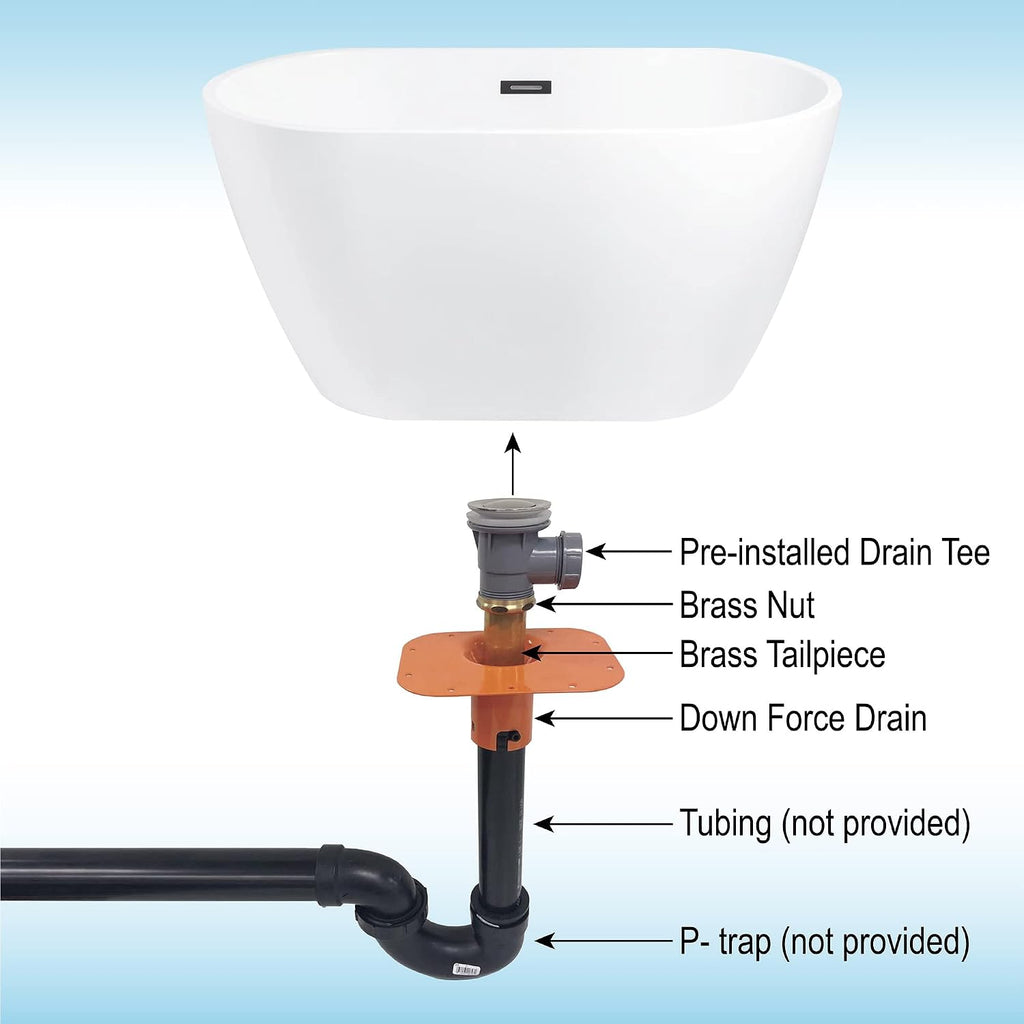 WOODBRIDGE 48' Acrylic Freestanding Bathtub Contemporary Soaking Tub, White Acrylic(Oil Rubbed Bronze Drain Drain/Overflow),BTA1703-ORB-Drain&O