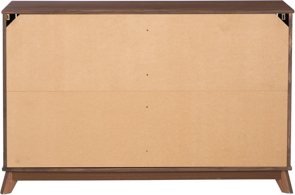 Powell Fordham Walnut Solid Pine Wood Twin Sized Platform Bed with Six Drawer Dresser and Set of 2 Two Drawer Nightstands