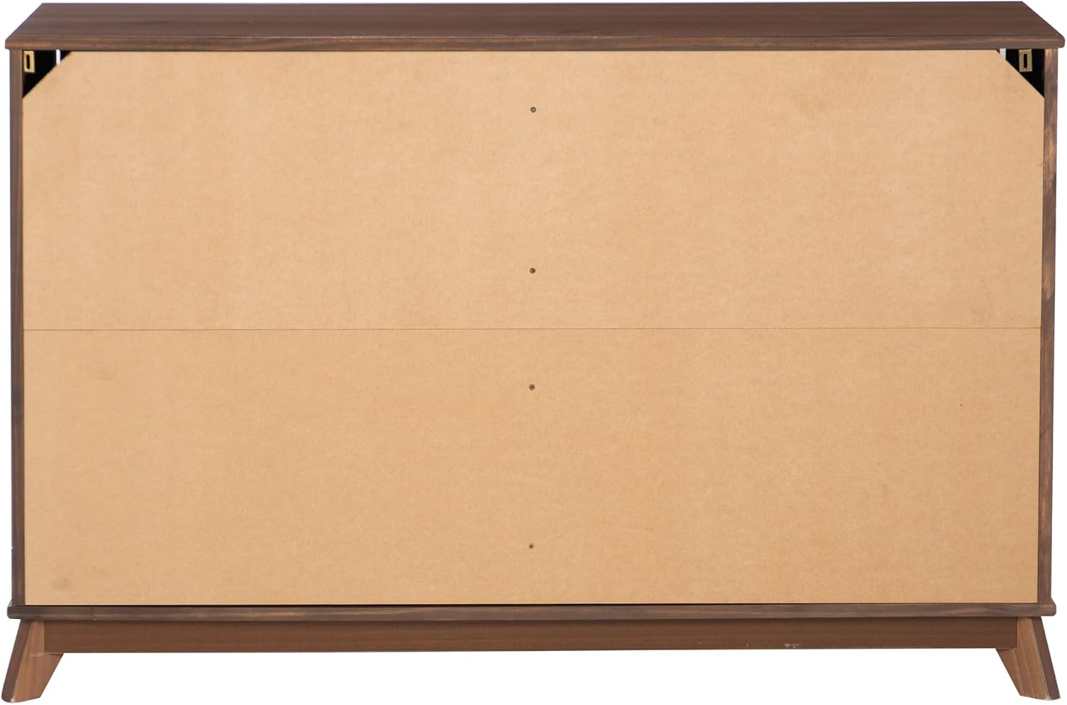 Powell Fordham Walnut Solid Pine Wood Twin Sized Platform Bed with Six Drawer Dresser and Set of 2 Two Drawer Nightstands