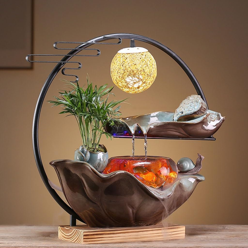 GUERNSEY Tabletop Fountain Creative Living Room Desktop Water Feature Office Desktop Water Fountain Ornaments Indoor Rockery Fish Tank Decoration Indoor Fountain