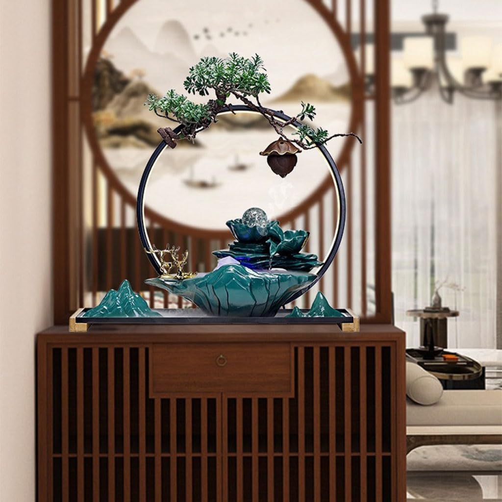 GUERNSEY Tabletop Fountain Flowing Water Ornaments Home Living Room Porch Desktop Fountain Landscape Study Desktop Fountain Decorations Indoor Fountain