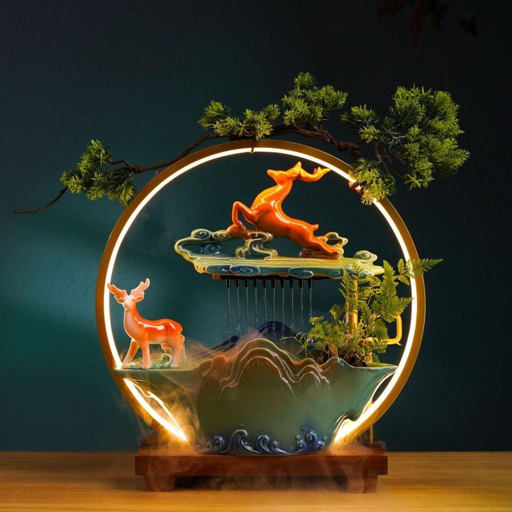 GUERNSEY Tabletop Fountain Flowing Water Ornaments Circulating Water Home Porch Living Room Office Desktop Chinese Style Decorations Indoor Fountain
