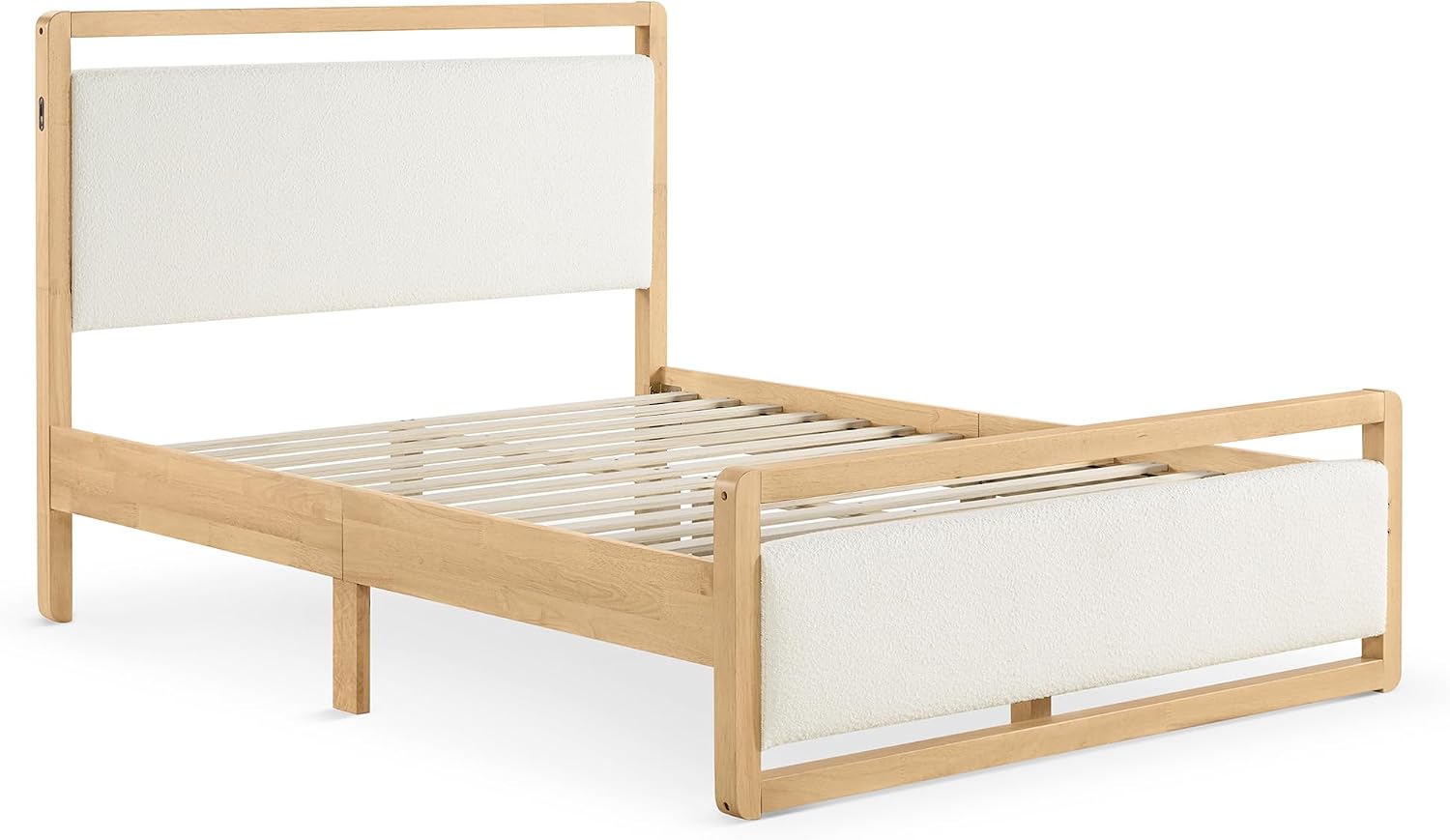 KISLOT 3 Pieces Bedroom Set, Wood Bed Frame with Upholstered Headboard & 2 Nightstands with Storage, Wooden Platform Mattress Foundation Farmhouse Bedroom Furniture Set