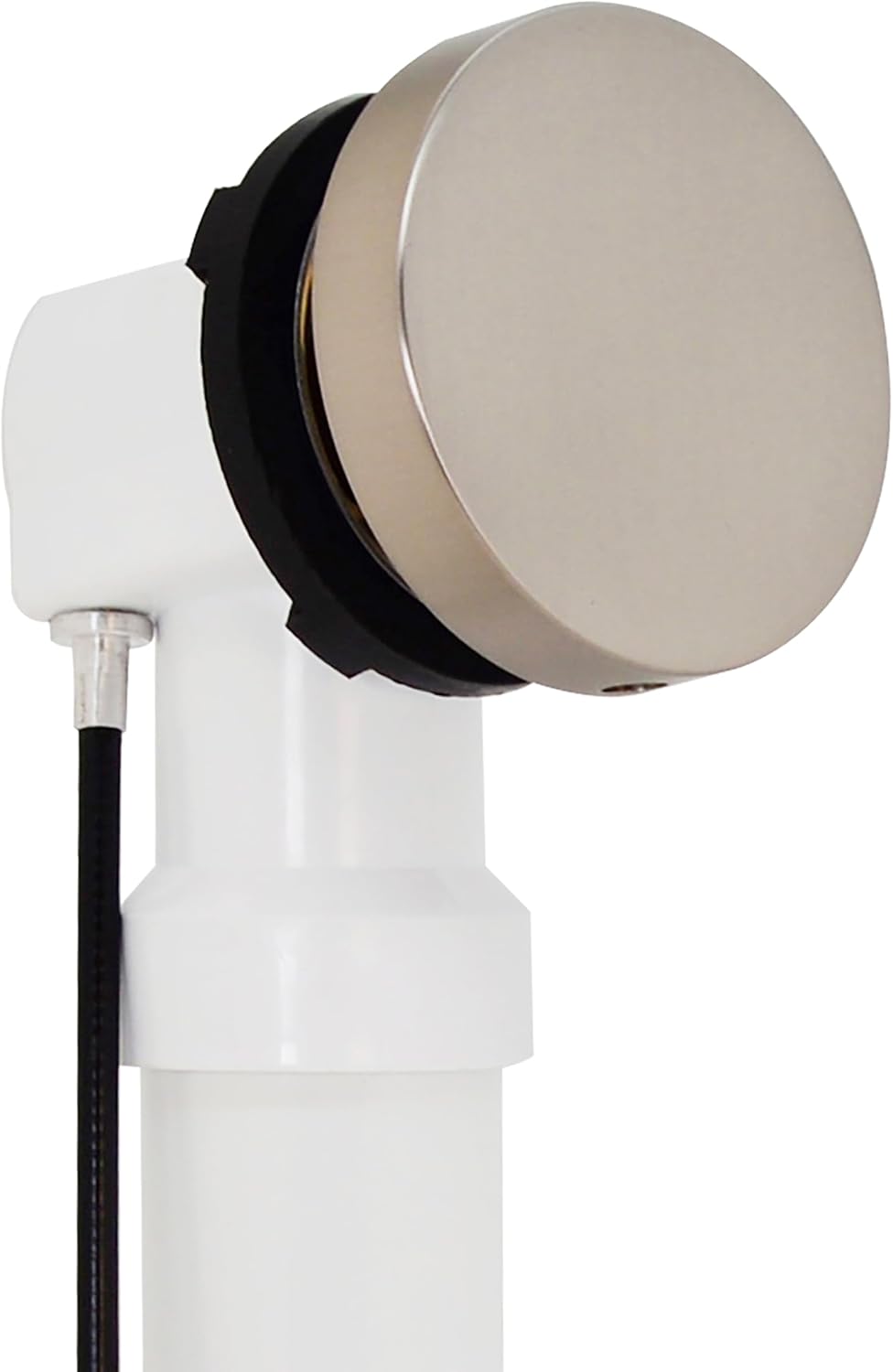 Westbrass D50P35SRE-07 35' Cable Drive Bathtub Drain Trim with Rotary Overflow Cover Knob, Pop-Up Stopper Sch. 40 PVC Fittings, Satin Nickel
