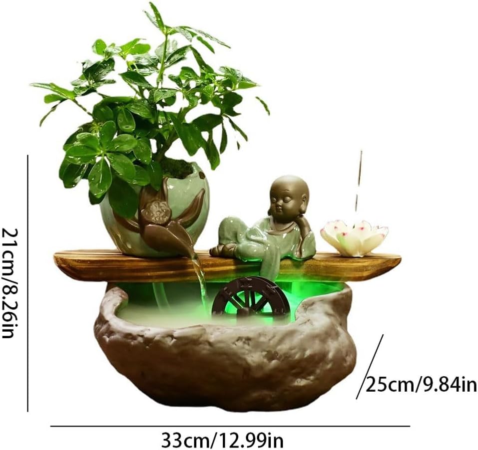 GUERNSEY Tabletop Fountain Home Desktop Flowing Water Small Fish Tank Living Room Water Wheel Fountain Ornaments Waterscape Decorations Indoor Fountain