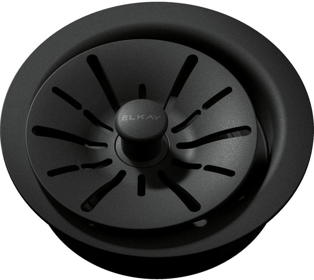 Elkay LKPDQD1CH Quartz Perfect Drain 3-1/2' Polymer Disposer Flange with Removable Basket Strainer and Rubber Stopper Charcoal