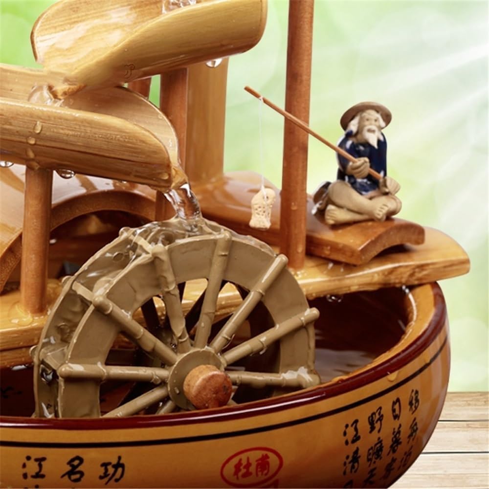GRFIT Indoor Fountain Tabletop Relaxation Fountain with Flowing Water Wheel Decoration Table Fountain