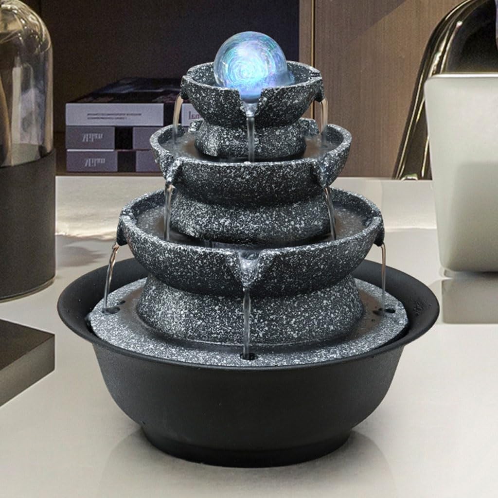 GUERNSEY Tabletop Fountain Desktop Circulating Water Fountain Office Living Room Decoration Decoration Comfortable Desktop Fountain Indoor Fountain