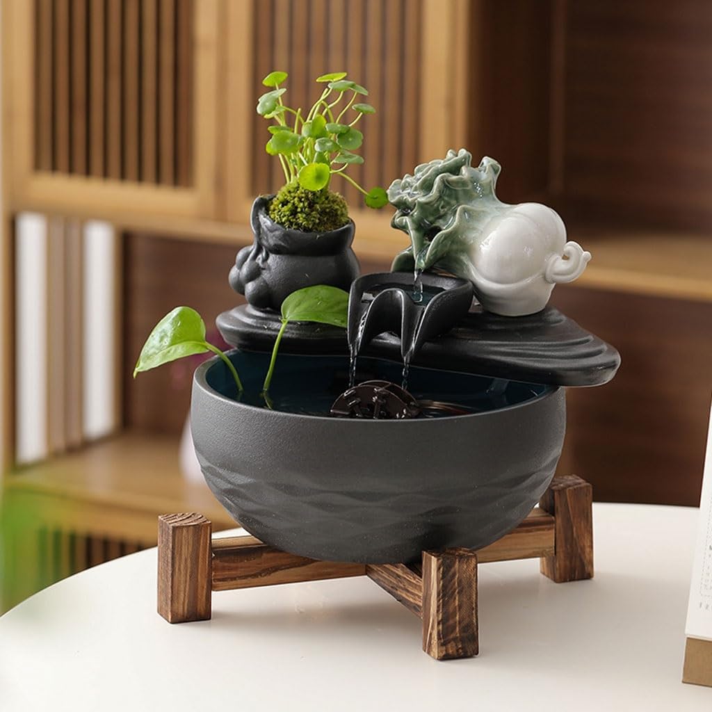 GUERNSEY Tabletop Fountain Living Room Water Ornaments Circulation Fish Tank Fountain Office Desktop Study Coffee Table Desktop Fountain Indoor Fountain