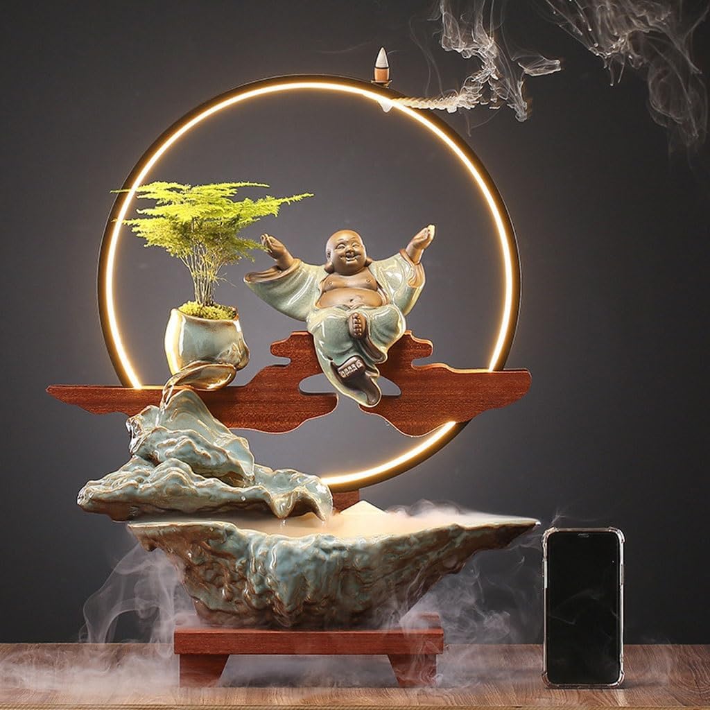 GUERNSEY Tabletop Fountain Chinese Creative Water Ornaments Tea Room Decoration Desktop Fountain Ornaments Office Fountain Desktop Ornaments Tabletop Fountains Indoor Fountain