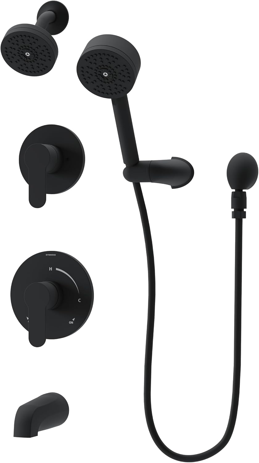 Symmons Identity HydroMersion Double Handle Tub and Shower Trim Kit with Hand Spray and 4 Inch Round Showerhead