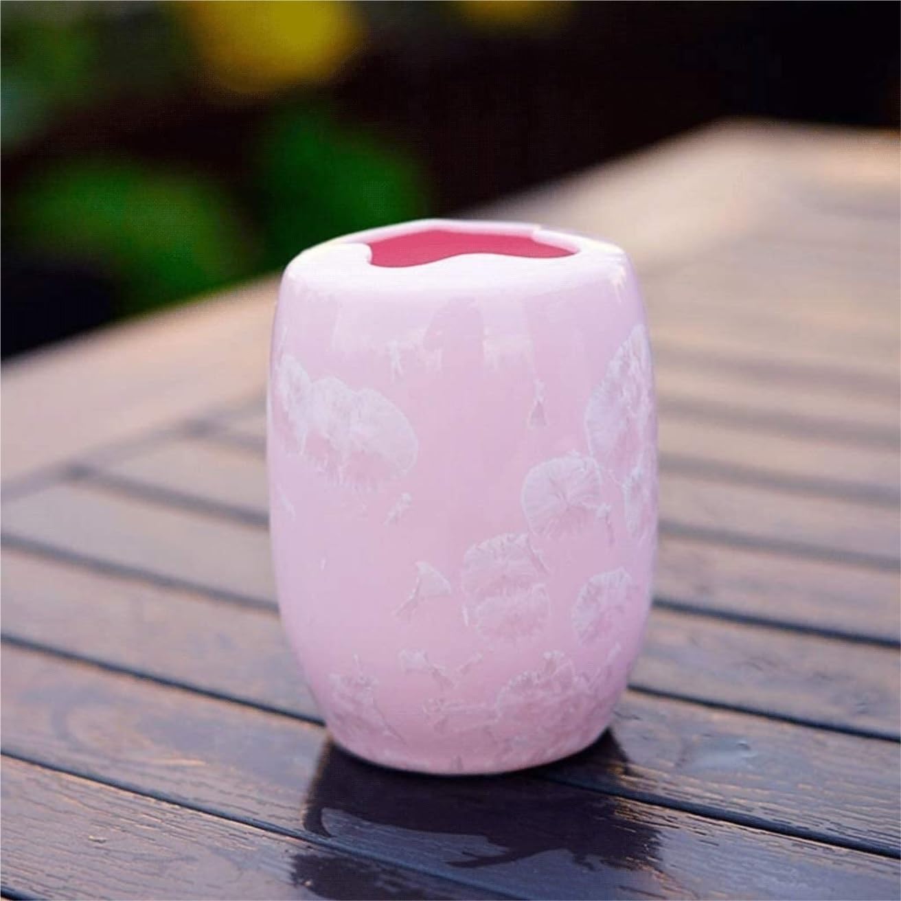 Countertop Organizer for Bathroom Soap Dispenser Decoration Ceramic Bathroom Accessory Set 5-Piece with Ice Flower Pattern Home Decor(Blue)