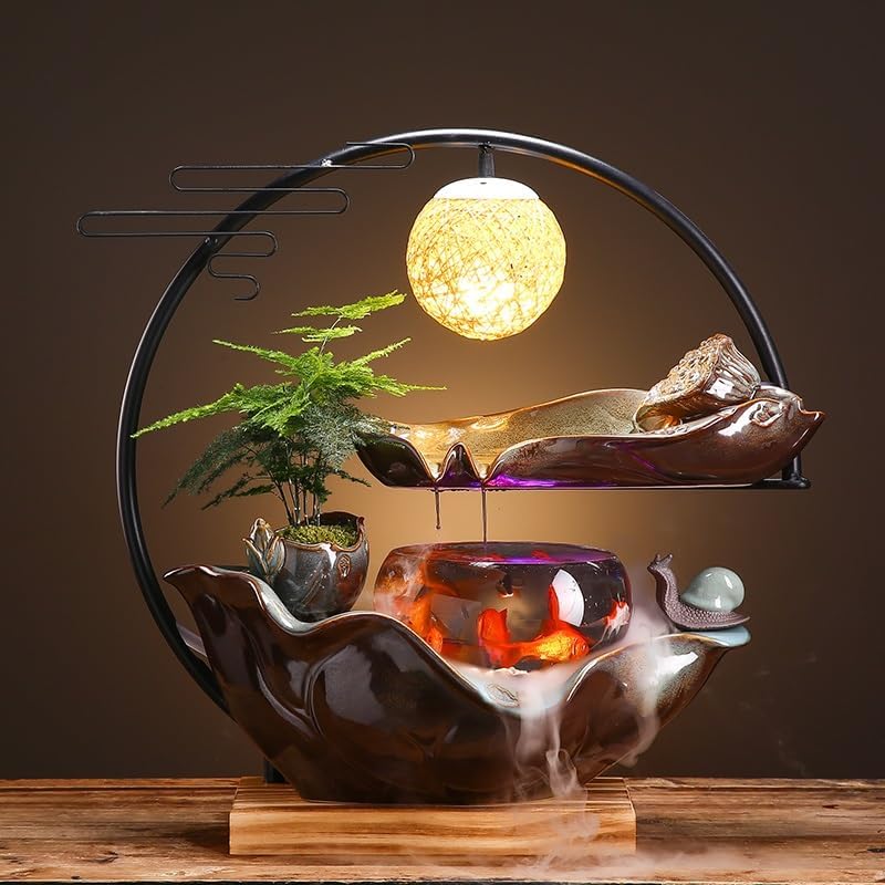 GUERNSEY Tabletop Fountain Tabletop Fountain Creative Flowing Water Fountain Office Living Room Home Decorative Fish Tank Ornaments Indoor Fountain