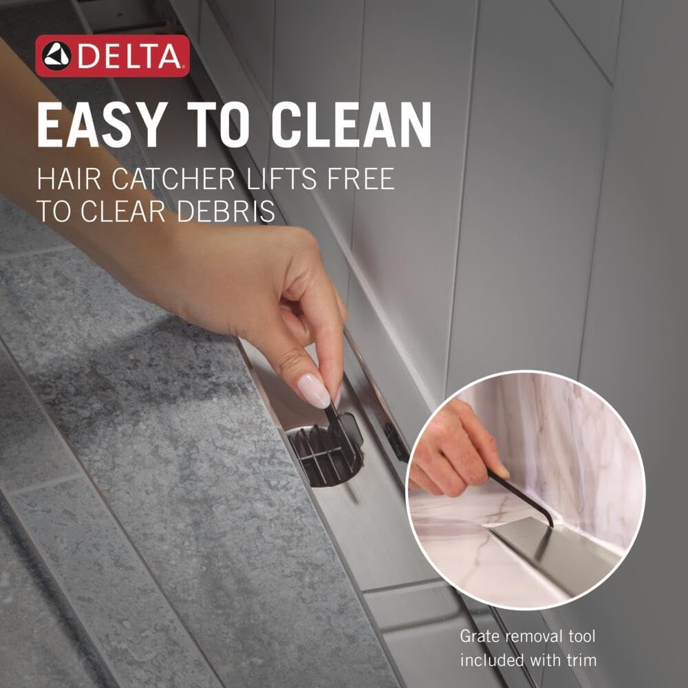 Delta Faucet 24-Inch Reversible Linear Shower Drain Trim in Black Stainless