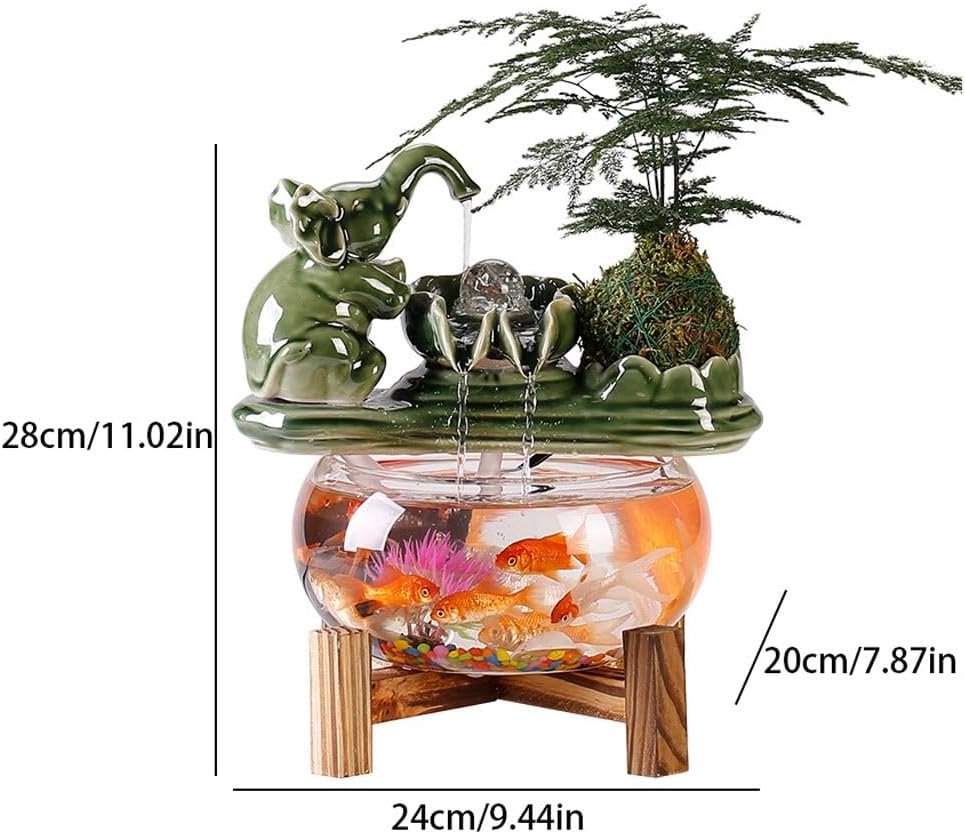 GUERNSEY Tabletop Fountain Fish Tank Water Ornaments Circulating Water Living Room Office Desktop Small Fountain Study Desktop Fountain Indoor Fountain
