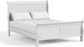 Furniture of America Arabella Traditional Wood Queen Bed Frame with Headboard and Footboard, Elegant Sleigh Design Bedframe for Bedroom, Guest Room, Easy Assembly, Box Spring Required, White